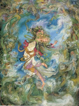 150の主題の芸術作品 Painting - 踊り子 ペルシャのミニチュア おとぎ話